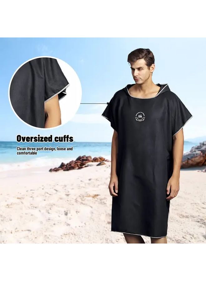 Rose Purple Microfiber Surf Poncho Quick Dry Changing Robe Beach Towel with Hood - Image 5